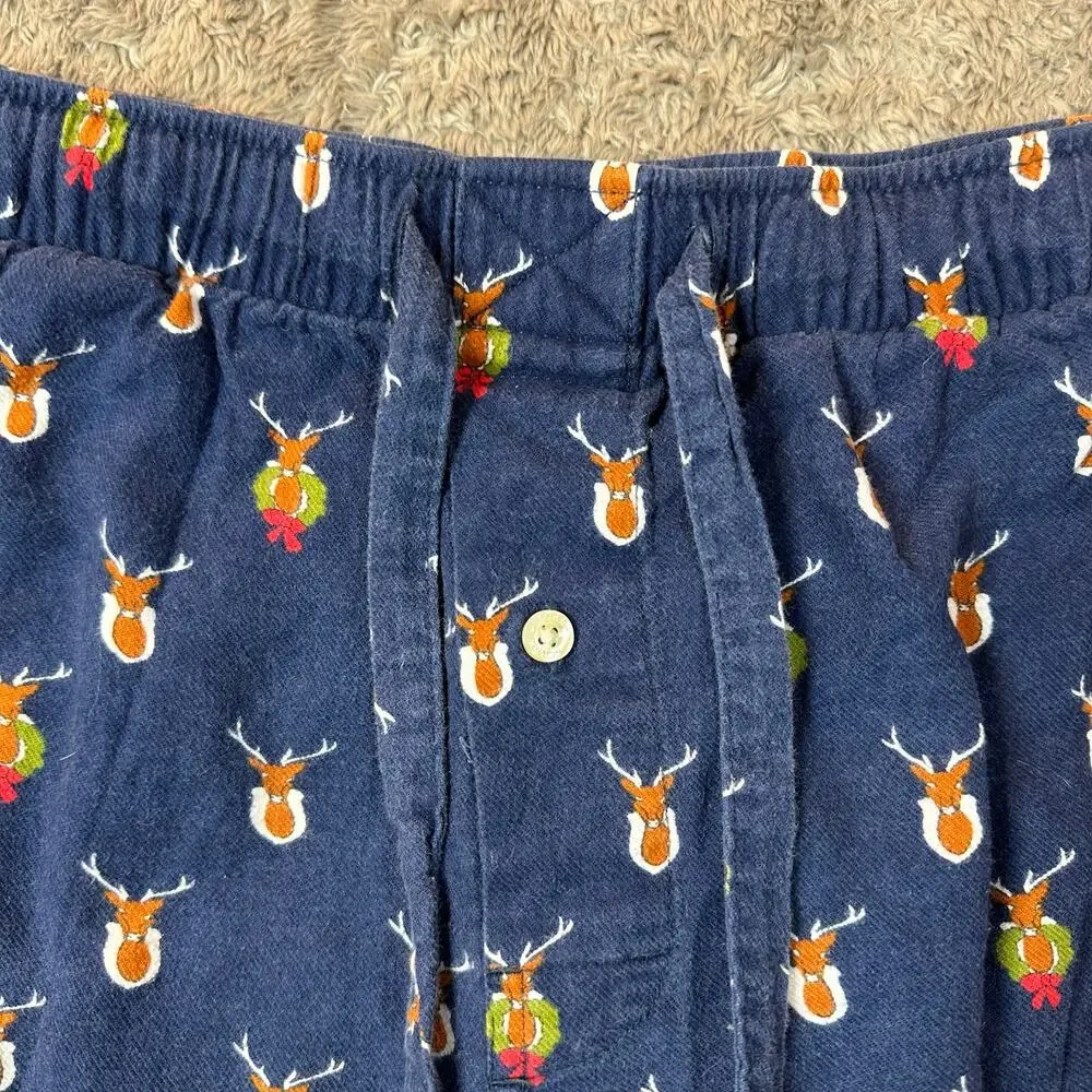 J. Crew Flannel Pajama Pants Deer Holiday Christmas Wreath Print Men's S Small